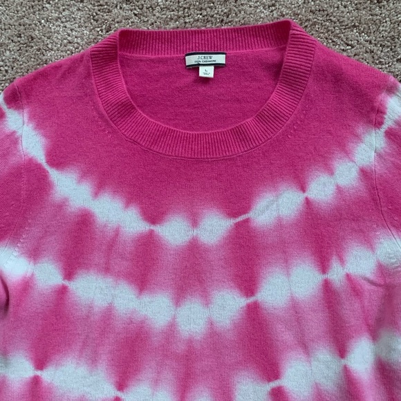 J. Crew Women’s 100% Cashmere Sweater, Pink, Tie Dye, Large - Picture 3 of 3
